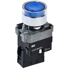 Кнопка управления LA167-BW3671 d=22мм RC 1з с подсветкой синяя IEK BBT20-BW3671-1-12-67-K07
