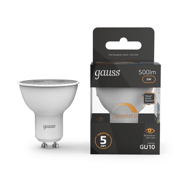 Лампа светодиодная Gauss GU10 5W 3000K матовая 101506105 Фото № 13