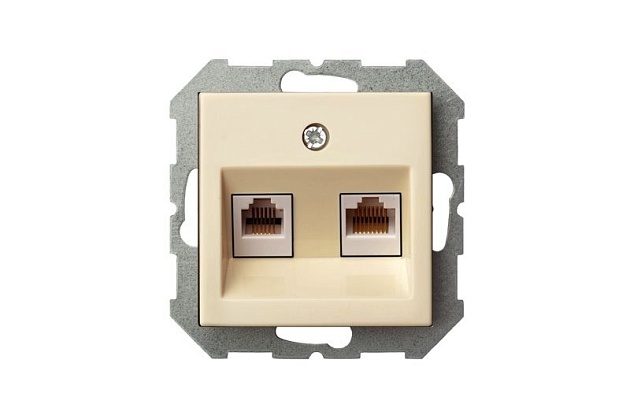 Розетка 2хRJ45 Liregus Epsilon бежевый 28-083 Фото № 2
