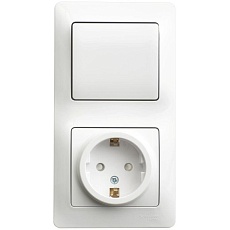 Блок розетка 2К+З -выключатель Systeme Electric Glossa белый GSL000170