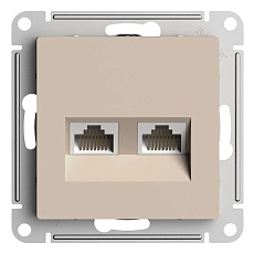 Розетка компьютерная 2xRJ45 Systeme Electric AtlasDesign кат. 5Е песочный ATN001285 1