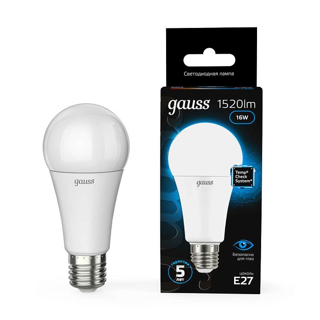 Лампа светодиодная Gauss E27 16W 6500K матовая 102502316 Фото № 5