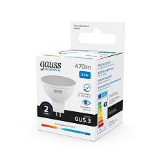 Лампа светодиодная Gauss GU5.3 5.5W 6500K матовая 13536 2