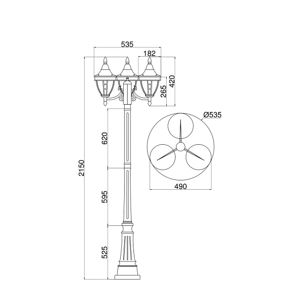 Садово-парковый светильник Maytoni Novara O026FL-03B Фото № 3