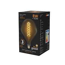 Лампа светодиодная филаментная Gauss E27 8W 2400K серая 163802008 2