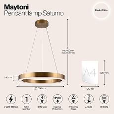 Подвесная светодиодная люстра Maytoni Saturno MOD415PL-L45BS4K 1