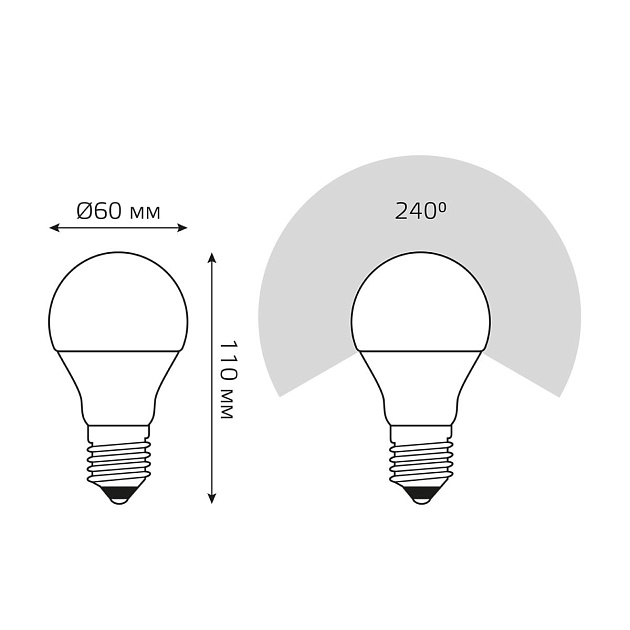 Лампа светодиодная Gauss E27 12W 3000K матовая 23212 Фото № 2
