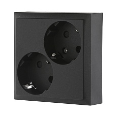 Розетка LK Studio двойная с з/к, со шторками (черный бархат) LK80 843508-1 1