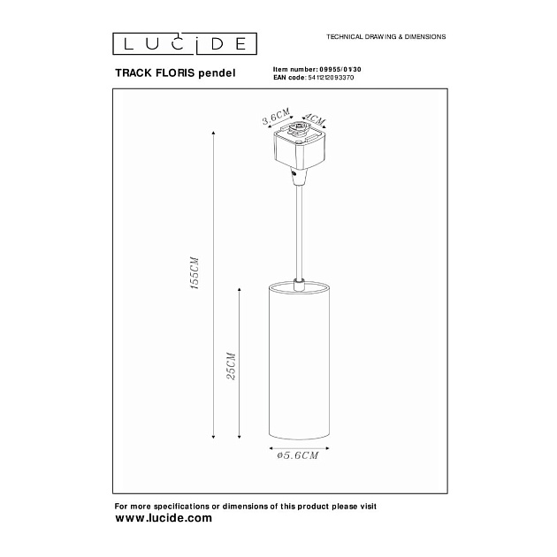 Трековый светильник Lucide FLORIS 09955/01/30 Фото № 2