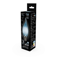 Лампа светодиодная филаментная Gauss E14 11W 4100К прозрачная 104801211 2