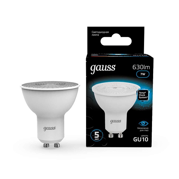 Лампа светодиодная Gauss GU10 7W 6500K матовая 101506307 Фото № 3