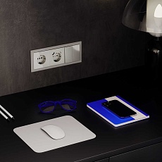 Розетка встраиваемая Voltum S70 с заземлением и защитными шторками, 16А, с USB, A+С, (шелк) VLS040504 3
