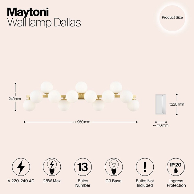 Бра Maytoni Dallas MOD547WL-13BS изображение 2 Бра Maytoni Dallas MOD547WL-13BS Фото № 2