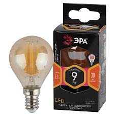 Лампа светодиодная филаментная ЭРА E14 9W 2700K золотая F-LED P45-9w-827-E14 gold Б0047022 1