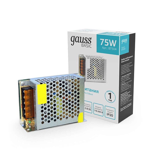 Блок питания Gauss 75W 12V IP20 BT504 Фото № 5