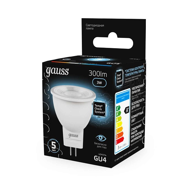 Лампа светодиодная Gauss GU4 3W 4100K матовая 132517203 Фото № 4