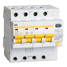 KARAT Дифференциальный автомат АД14 4P 25А 30мА тип AC IEK MAD10-4-025-C-030
