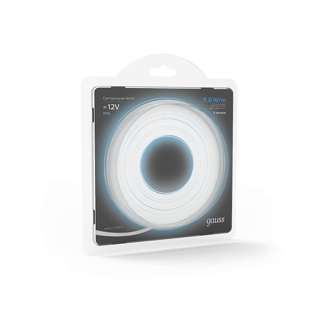Светодиодная влагозащищенная лента Gauss 9,6W/m 120LED/m 2835SMD холодный белый 5M 311000310 Фото № 6