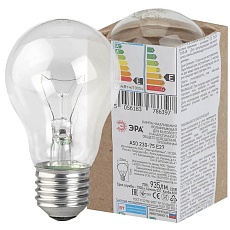 Лампа накаливания ЭРА E27 75W 2700K прозрачная A50 75-230-E27 (гофра) Б0039119 1