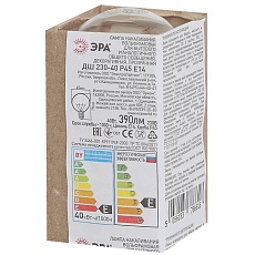 Лампа накаливания ЭРА E14 40W 2700K прозрачная ДШ 40-230-Е14 (гофра) Б0039132 2