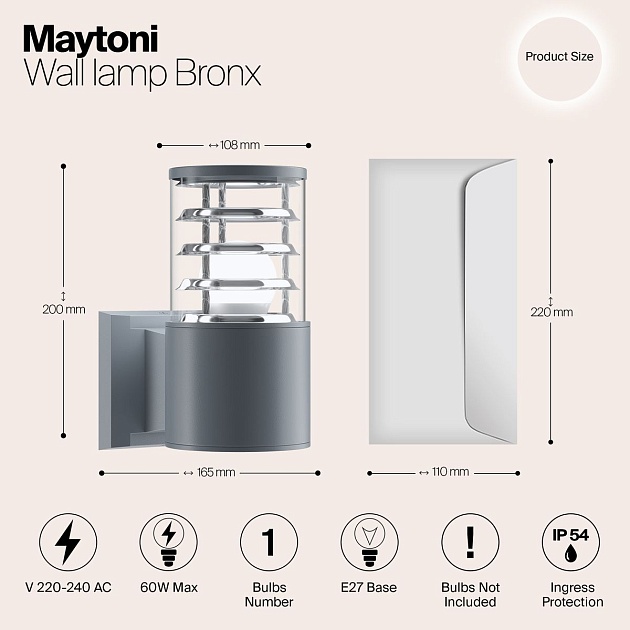 Настенный светильник Maytoni Outdoor O576WL-01GR Фото № 2