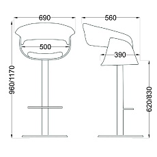 Барный стул AksHome Rossi черный, экокожа 61722 1