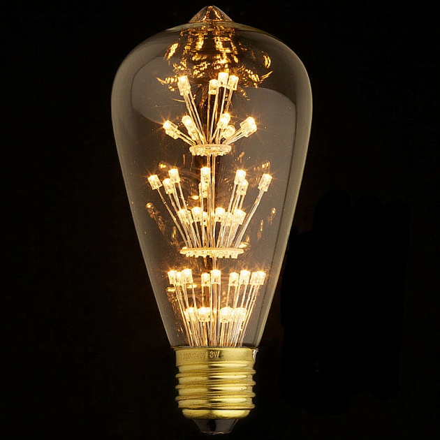 Лампа светодиодная филаментная Loft IT E27 3W прозрачная ST64-47LED Фото № 2