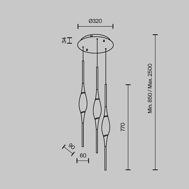 Подвесной светодиодный светильник Modelux Modestyle MS.88921.3 GD Фото № 3