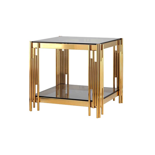 Журнальный стол Stool Group Гэтсби 55*55 черное стекло/сталь золото УТ000001971 Фото № 1