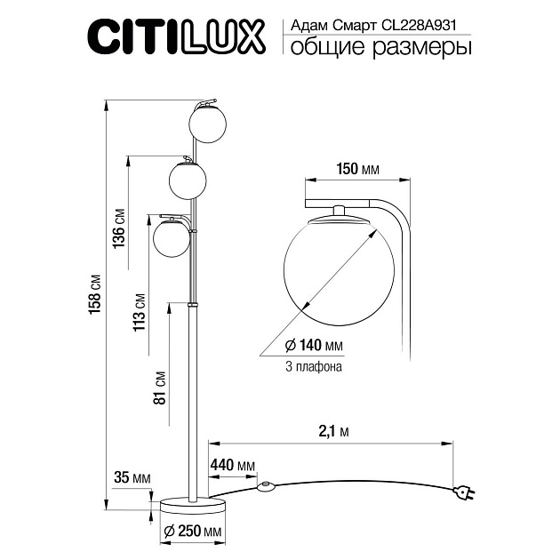 Торшер Citilux Адам Смарт CL228A931 Фото № 4