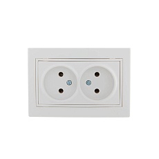Розетка 2-ая без зазем. Lezard Mira белая с бел. вст. 701-0202-128