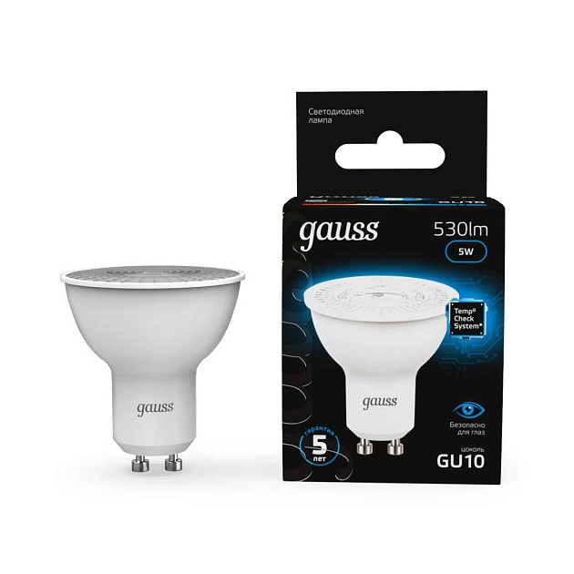 Лампа светодиодная Gauss GU10 5W 6500K матовая 101506305 Фото № 3