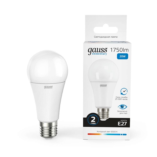 Лампа светодиодная Gauss E27 20W 6500K матовая 23239 Фото № 5