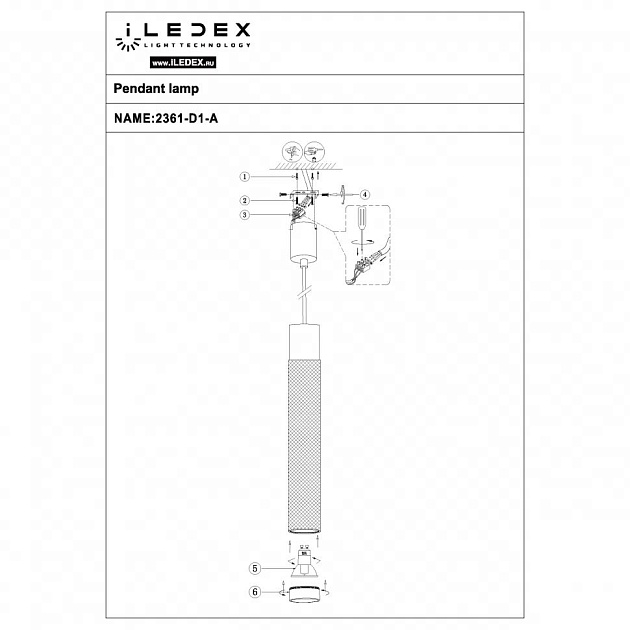 Подвесной светильник iLedex Delta 2366-1 BK+GRP Фото № 2