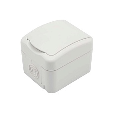 Розетка одноместная (керамика) Mini OG IP54, с заземлением, о/у, белая KRANZ KR-78-0605
