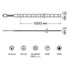 Светодиодная лента Gauss 12W/m 60LED/m 5050SMD разноцветный 5M BT072 4