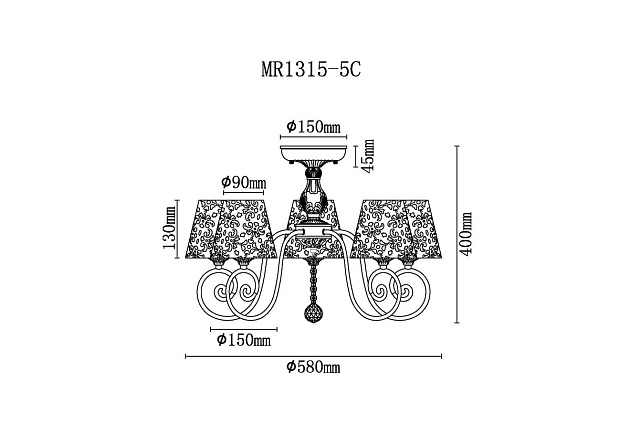 Потолочная люстра MyFar Ceiling Luna MR1315-5C Фото № 2