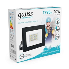 Прожектор светодиодный Gauss Elementary 20W 4000К 613100220 2