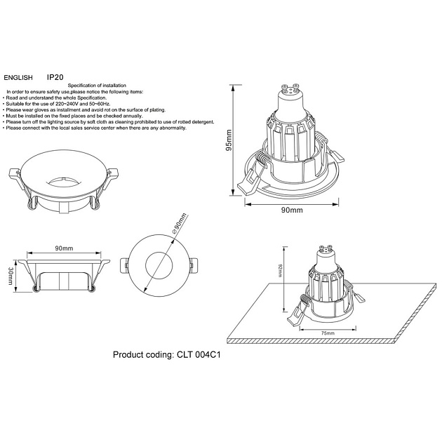 Встраиваемый светильник Crystal Lux CLT 004С1 BL Фото № 2