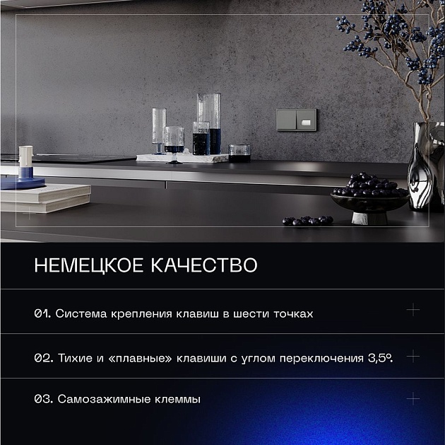 Выключатель встраиваемый Voltum S70 одноклавишный 10А, (титан) VLS010106 Фото № 7