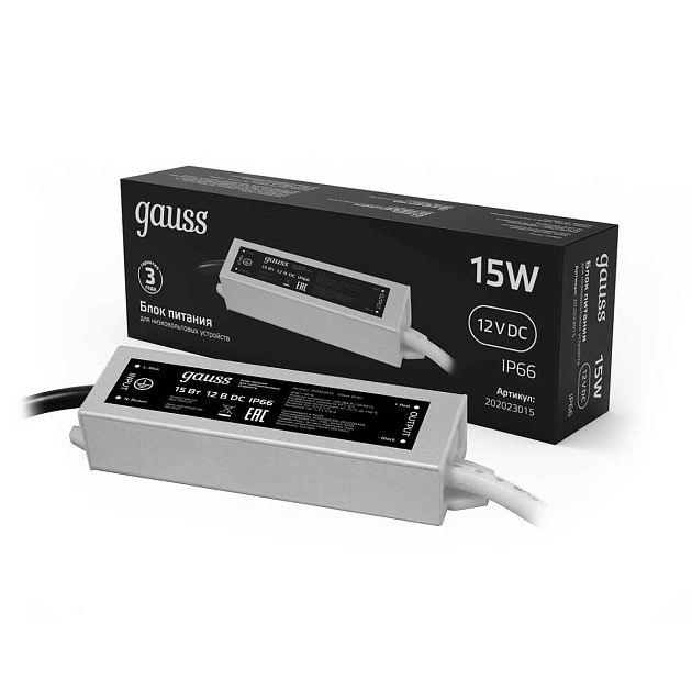 Блок питания Gauss 12V 15W IP66 2A 202023015 изображение 2 Блок питания Gauss 12V 15W IP66 2A 202023015 Фото № 2