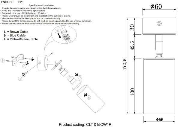 Спот Crystal Lux CLT 015CW1R BL-GO Фото № 2