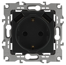 Розетка ЭРА Intro Solo Schuko P+E 16A 250V со шторками 2хUSB антрацит 12-4109-05 Б0047844