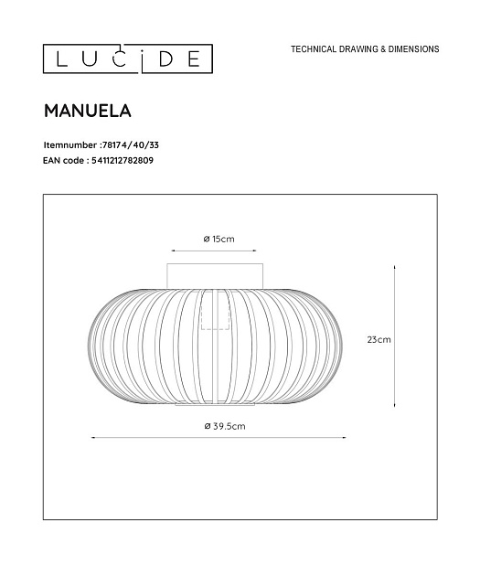 Потолочный светильник Lucide Manuela 78174/40/33 Фото № 2