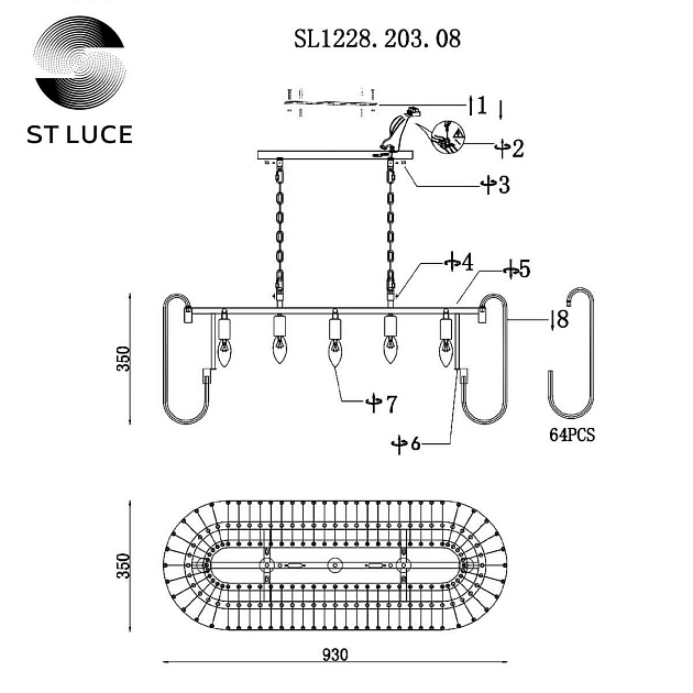 Подвесная люстра ST Luce Grosseto SL1228.203.08 Фото № 4