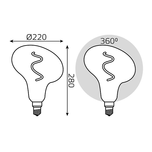 Лампа светодиодная филаментная Gauss E27 6W 2400K серая 165802008 Фото № 2