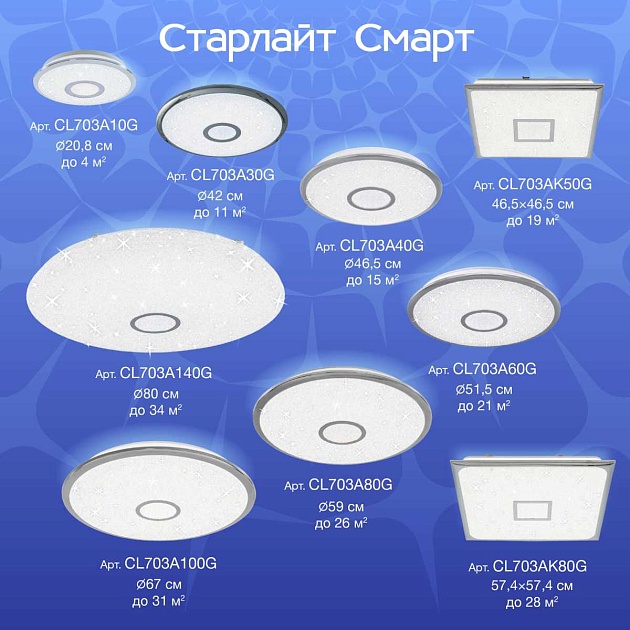 Потолочный светодиодный светильник Citilux Старлайт Смарт CL703AK80G Фото № 15