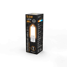 Лампа светодиодная Gauss G4 5.5W 3000K прозрачная 107807105 1