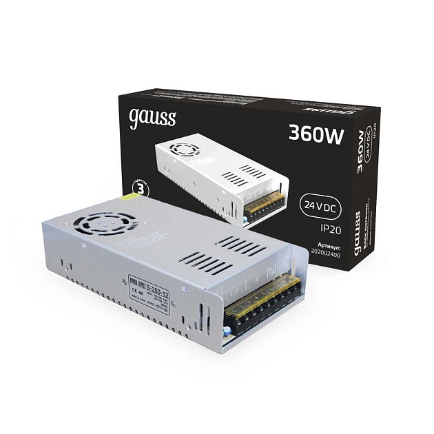 Блок питания Gauss 360W 24V IP20 202002400 Фото № 2