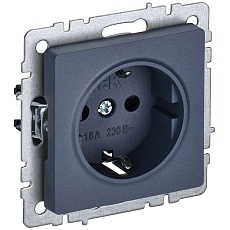 BRITE Розетка 1-местная с заземлением с защитными шторками 16А РС14-1-0-БрМ маренго IEK BR-R14-16-K35